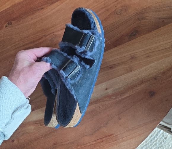 Birkenstock Blue Fuzzy Sandals main image 5